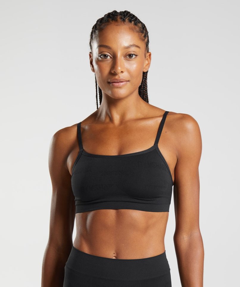 Women\'s Gymshark Seamless Jacquard Bralette Underwear Black | NZ 3PSFKI